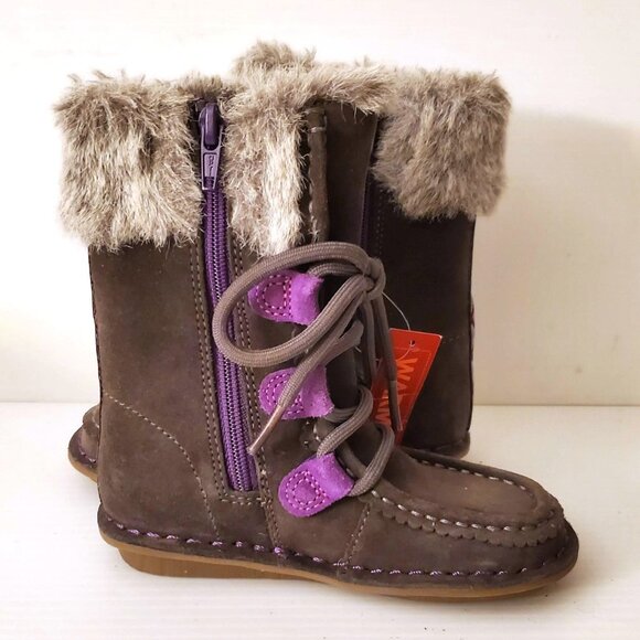 CLARKS GIRL WARM WINTER BOOTS INSULATED SIZE 8 TODDLER NWT - Picture 5 of 9